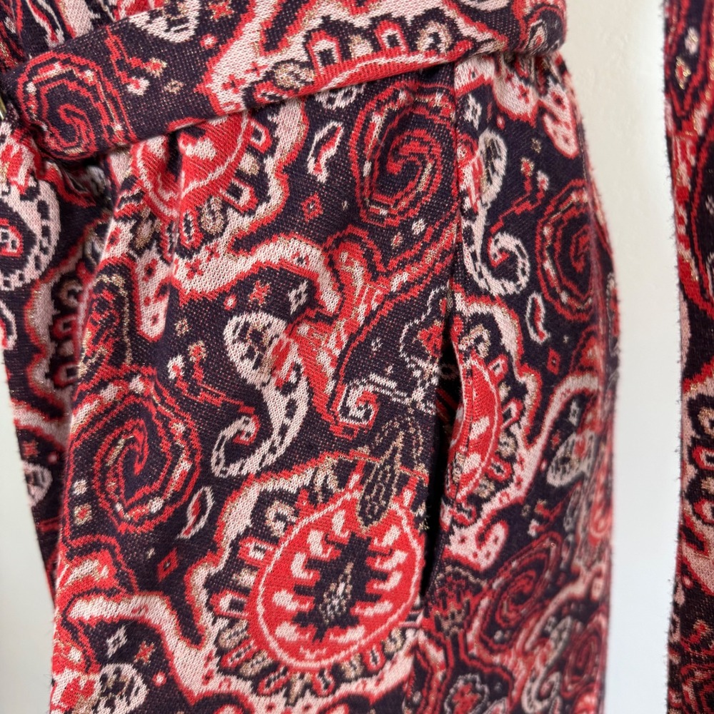 Maeve Anthropologie Paisley Belted Fit Flare Dress Pockets Small Boho Indie 70s - Picture 8 of 15